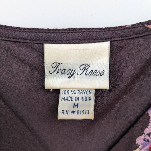 Vintage Tracy Reese Floral Beaded Slip Dress Womens Medium Knee Length Night Out - Picture 8 of 8